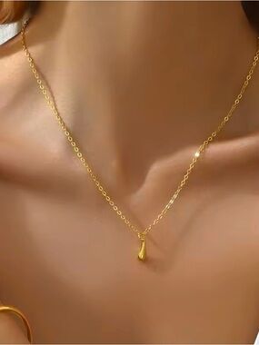 Drip Drop Necklace 18k Gold Plate Water F01
